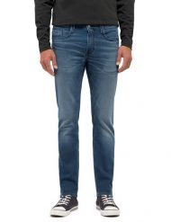 Męskie Spodnie jeansowe Mustang Style Oregon Slim K Denim Blue 1015873 5000 583. Niebieskie spodnie materiałowe męskie Mustang, bez wzorów, z denimu. W wyprzedaży za 113.99 zł.