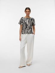 Vero Moda Bluzka w kolorze beżowo-czarnym rozmiar: XL. Brązowe bluzki damskie Vero Moda, xl, bez wzorów, bez kołnierzyka, bez ramiączek. Za 79.03 zł.