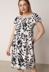 Niebieska Wiskozowa Sukienka Hiszpanka w Kwiatowy Wzór Berinira. Niebieskie sukienki damskie Born2be, na co dzień, na lato, uniwersalny, bez wzorów, z wiskozy, casualowe, bez kołnierzyka, bez ramiączek, proste. Za 59.99 zł.