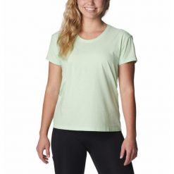 Koszulka Damska Columbia Sun Trek SS T-Shirt. Zielone bluzki damskie Columbia, xs, bez wzorów, sportowe, bez kołnierzyka, bez ramiączek. Za 95.45 zł.