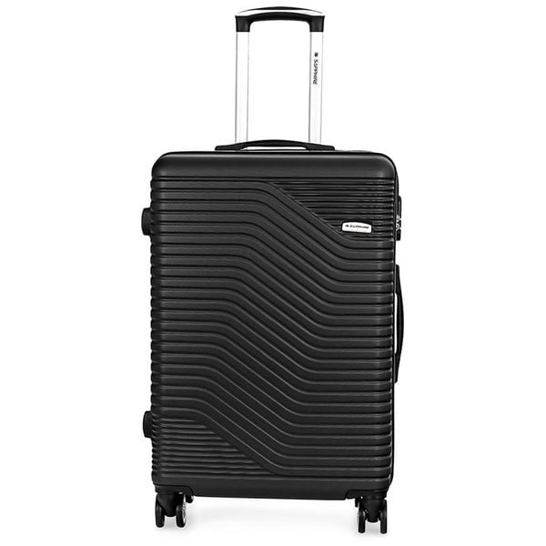 Walizka na kółkach Sapphire ST-140 czarna - mała S DUO. Czarne walizki SAPPHIRE, bez wzorów, z gumy, małe. W wyprzedaży za 89.80 zł.