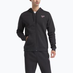 Bluza Reebok Identity SL Fleece FZ. Czarne bluzy sportowe męskie REEBOK FITNESS, bez wzorów, bez kołnierzyka, bez ramiączek. Za 209.99 zł.