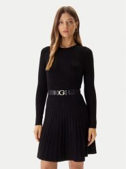 Guess Sukienka dzianinowa W5BK68 Z2YJ2 Czarny Slim Fit. Czarne sukienki damskie Guess, xs, z aplikacjami, z dzianiny, bez kołnierzyka, bez ramiączek. Za 419.99 zł.