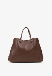 Brązowa Dwukomorowa Torebka Typu Shopper Ozdobiona Metalicznymi Aplikacjami Adorrive. Brązowe shopper bag damskie Born2be, z aplikacjami, z jeansu, bez dodatków. Za 169.99 zł.