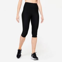 Legginsy fitness damskie Domyos krótkie. Czarne legginsy damskie DOMYOS, l, bez wzorów, z elastanu. Za 49.99 zł.
