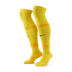 Skarpety piłkarskie Nike MatchFit CV1956-719. Żółte skarpetki męskie Nike, bez wzorów, z materiału. Za 75.70 zł.