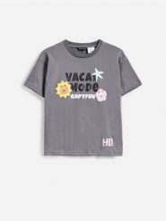 T-shirt Kapibara CapyFun - ciemnoszary. Szare koszulki dziewczęce Reserved, bez wzorów, z bawełny, bez ramiączek. Za 49.99 zł.