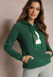Zielona Bluza z Kapturem i Ozdobnym Nadrukiem Kliorre. Zielone bluzy z kapturem damskie Renee, l. Za 79.99 zł.