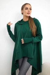Bluza rozkloszowana u dołu ciemno zielona. Zielone bluzy z kapturem damskie KESI, l, z bawełny. Za 238.37 zł.