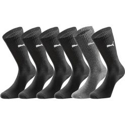 SKARPETY Puma Crew Socks 6 pack Combo. Czarne skarpetki damskie Puma, bez wzorów, z bawełny. Za 190.00 zł.