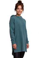 Nierozpinana Asymetryczna Bluza z Kapturem - Zielona. Zielone bluzy z kapturem damskie MOE, l, z bawełny. Za 253.90 zł.