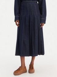 Weekend Max Mara Spódnica jeansowa Ovale 2615101071 Granatowy Regular Fit. Niebieskie spódniczki damskie Weekend Max Mara, bez wzorów, z bawełny. Za 1,139.00 zł.