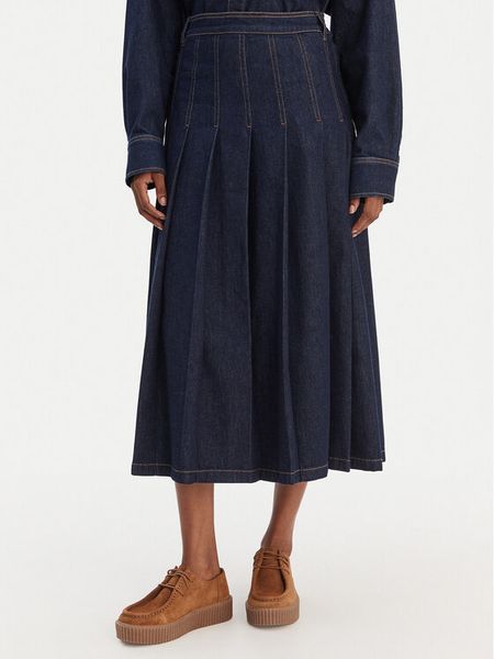 Weekend Max Mara Spódnica jeansowa Ovale 2615101071 Granatowy Regular Fit. Niebieskie spódniczki damskie Weekend Max Mara, bez wzorów, z bawełny. Za 1,139.00 zł.