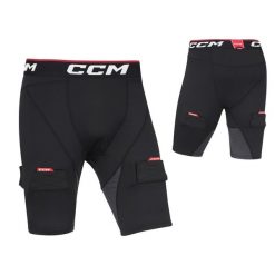 Obcisłe spodenki z ochraniaczem na krocze - Dorośli. Czarne szorty damskie CCM, bez wzorów, sportowe. Za 431.00 zł.