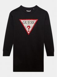 Guess Sukienka codzienna J3YK20 KA6R3 Czarny Regular Fit. Czarne sukienki dziewczęce Guess, z aplikacjami, z bawełny, bez ramiączek. Za 149.99 zł.