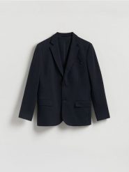 Marynarka slim fit - granatowy. Niebieskie marynarki męskie Reserved, bez wzorów, z bawełny. Za 329.99 zł.