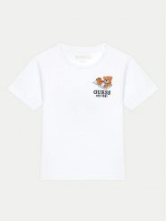 Guess T-Shirt N5GI08 K8HM4 Biały Regular Fit. Białe koszulki dziewczęce Guess, z aplikacjami, z bawełny, bez ramiączek. Za 49.99 zł.