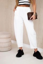 Spodnie z kieszeniami Summer Punto ecru. Spodnie materiałowe damskie KESI, bez wzorów, z bawełny, eleganckie, plus size. Za 188.21 zł.