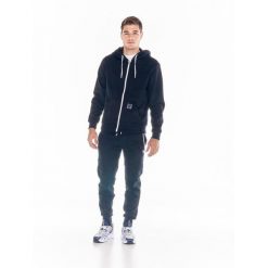 Bluza z bawełna z kaptur na co dzień na siłownię. Czarne bluzy sportowe męskie LEONE 1947 APPAREL, bez wzorów, z bawełny, sportowe, bez kołnierzyka, bez ramiączek. W wyprzedaży za 200.14 zł.