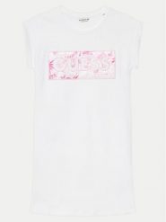 Guess Sukienka codzienna J5GK06 KAE24 Biały Regular Fit. Białe sukienki dziewczęce Guess, z aplikacjami, z bawełny, bez ramiączek. Za 99.99 zł.