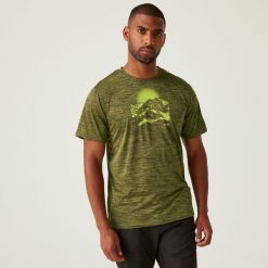 Koszulka turystyczna męska Fingal IX. Zielone t-shirty sportowe męskie Regatta, m, z tkaniny, bez ramiączek, do biegania. W wyprzedaży za 79.45 zł.