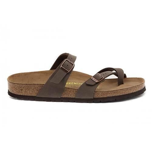 Klapki unisex Birkenstock 071061. Brązowe klapki i japonki męskie Birkenstock, z materiału. Za 675.00 zł.