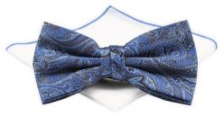 ZESTAW - Mucha z Poszetką Chattier - Niebieska, Orientalny Wzór. Niebieskie krawaty i muchy męskie Chattier, bez wzorów, eleganckie. Za 59.00 zł.