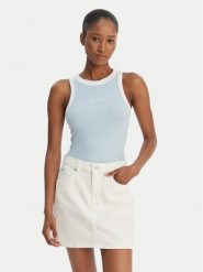 Guess Jeans Top W6GPZ8 KF641 Błękitny Slim Fit. Niebieskie topy damskie Guess Jeans, xs, z aplikacjami, z jeansu, bez ramiączek. Za 159.99 zł.