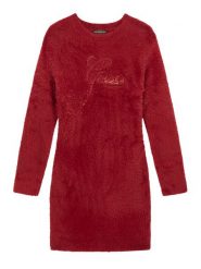 Guess Sukienka dzianinowa J6BK05 Z1294 Czerwony ciemny Regular Fit. Czerwone sukienki dziewczęce Guess, z aplikacjami, z dzianiny, bez ramiączek. Za 284.99 zł.