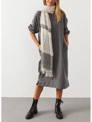 LA Angels Sukienka w kolorze szarym rozmiar: L. Szare sukienki damskie LA Angels, l, bez wzorów, bez kołnierzyka, bez ramiączek, midi. Za 196.24 zł.