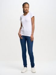 Koszulka damska z bawełny supima biała Supiclassica 101. Białe t-shirty damskie Big Star, l, bez wzorów, z bawełny, bez kołnierzyka. Za 99.99 zł.