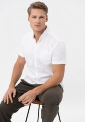 Koszula z lnem, Regular Fit, C-NIL. Białe koszule męskie Volcano, na lato, m, bez wzorów, z materiału, bez kołnierzyka, bez ramiączek. Za 149.99 zł.