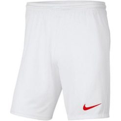 Spodenki piłkarskie męskie Nike Dry Park III treningowe szybkoschnące Dri Fit. Białe szorty męskie Nike, bez kołnierzyka. Za 71.39 zł.