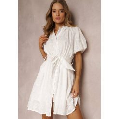 Biała Sukienka z Bawełny Halpy. Białe sukienki damskie Renee, na imprezę, na lato, m, bez wzorów, z bawełny, eleganckie, bez kołnierzyka, bez ramiączek, mini, dopasowane. W wyprzedaży za 167.99 zł.