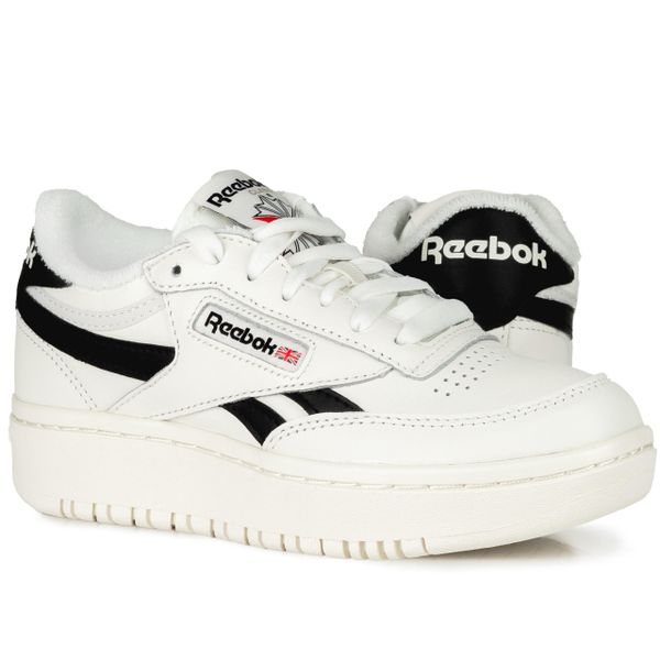 Buty damskie snekersy sportowe Reebok CLUB C DOUBLE REVENGE. Białe buty sportowe na co dzień damskie Reebok, bez wzorów, z materiału, tenisowe, Reebok Club. Za 369.65 zł.