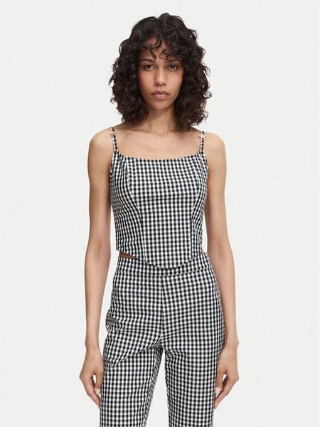 Guess Top W6YH94 W4487 Czarny Slim Fit. Czarne topy damskie Guess, xs, z aplikacjami, z bawełny, bez kołnierzyka. Za 344.99 zł.