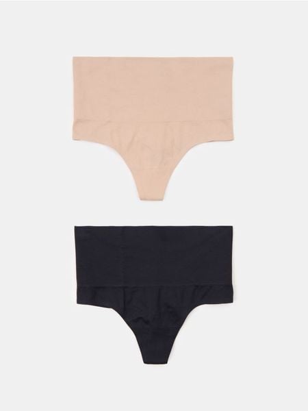 Bezszwowe stringi modelujące 2 pack - wielobarwny. Stringi damskie Sinsay, l, bez wzorów. Za 29.99 zł.