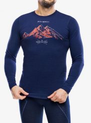 Bluza termoaktywna męska Brubeck Outdoor Wool Pro Longshirt. Niebieskie bluzy bez kaptura męskie Brubeck, m, z materiału. Za 247.49 zł.