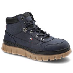 Granatowe Trapery Tommy Hilfiger Wygodne Buty Damskie. Niebieskie trapery damskie Tommy Hilfiger, z materiału, bez obcasa. Za 319.00 zł.