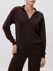 Bluza z modalem - ciemnobrązowy. Brązowe bluzy bez kaptura damskie Reserved, l, z dzianiny. Za 109.99 zł.
