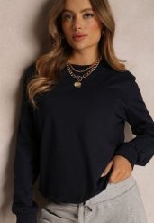 Granatowa Bluza Sopat. Niebieskie bluzy bez kaptura damskie Renee, l, z dresówki. Za 39.99 zł.