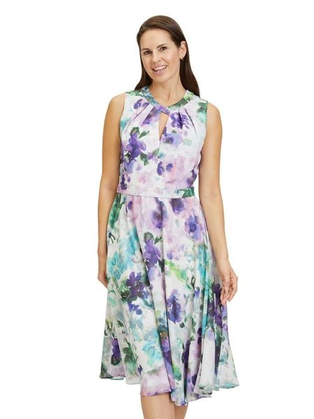 Vera Mont Sukienka w kolorze fioletowo-zielonym rozmiar: 44. Różowe sukienki damskie Vera Mont, bez wzorów, bez kołnierzyka, bez ramiączek, midi. Za 167.28 zł.