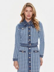 Guess Kurtka jeansowa Tweed W4RN55 D59L1 Niebieski Regular Fit. Niebieskie kurtki damskie Guess, l, z aplikacjami, z bawełny, bez kaptura. Za 719.99 zł.