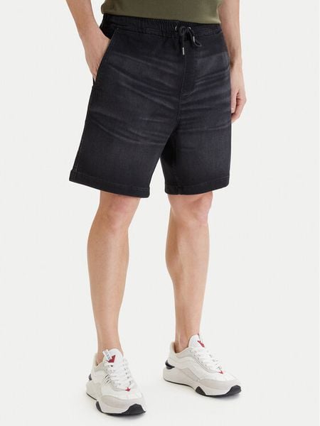 Guess Jeans Szorty jeansowe M6GD35 D8003 Czarny Relaxed Fit. Czarne szorty męskie Guess Jeans, z aplikacjami, z bawełny. Za 209.99 zł.