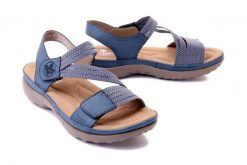RIEKER 64870-14 blue, sandały damskie. Niebieskie sandały damskie Rieker, bez wzorów, z gumy, bez obcasa. Za 223.93 zł.