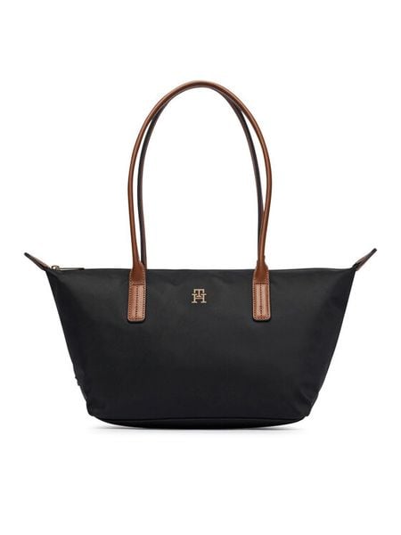 Tommy Hilfiger Torebka Popette East West Tote AW0AW19211 Czarny. Czarne torebki klasyczne damskie Tommy Hilfiger, bez wzorów, z materiału, bez dodatków. Za 409.99 zł.