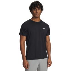 Koszulka do biegania męska Under Armour Velociti Reflect. Czarne t-shirty sportowe męskie Under Armour, m, z materiału, bez ramiączek, do biegania. Za 209.05 zł.