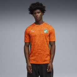 Męska koszulka domowa Wybrzeże Kości Słoniowej 2026 PUMA. Brązowe t-shirty sportowe męskie Puma, na jesień, m, z materiału, bez ramiączek, do piłki nożnej. Za 429.00 zł.