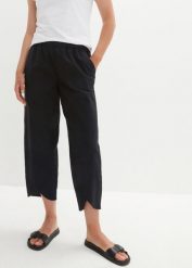 Spodnie lniane z przewiewnej mieszanki lnu. Niebieskie spodnie materiałowe damskie bonprix, bez wzorów. Za 147.99 zł.