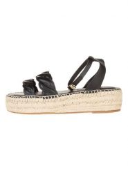 Tommy Hilfiger Shoes Skórzane sandały w kolorze czarnym na obcasie rozmiar: 40. Czarne sandały damskie Tommy Hilfiger Shoes, bez wzorów, bez obcasa, na koturnie. Za 382.99 zł.